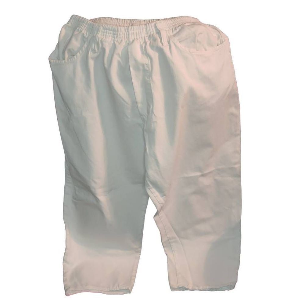 AU Cotton Women's High Rise Elastic Waistband Mom Jeans White Small Petite